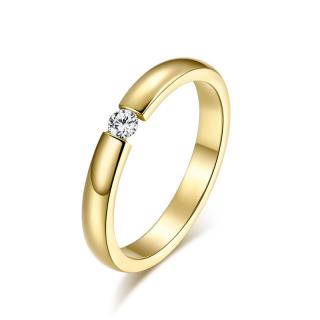 Dámsky prsteň s vysokým leskom AAA Cubic Zirconia v zlatom prevedení z chirurgickej ocele Veľkosť prsteňa: 54