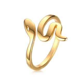 Dámsky prsteň so vzorom hada v zlatom prevedení z chirurgickej ocele Veľkosť prsteňa: 54