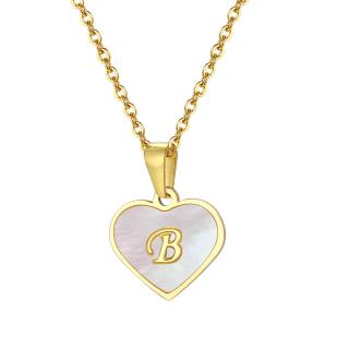 Iniciály A - Z, Moderný dámsky náhrdelník srdce s retiazkou z chirurgickej ocele, ABECEDA Náhrdelník srdce s iniciálkami: B