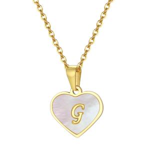Iniciály A - Z, Moderný dámsky náhrdelník srdce s retiazkou z chirurgickej ocele, ABECEDA Náhrdelník srdce s iniciálkami: G