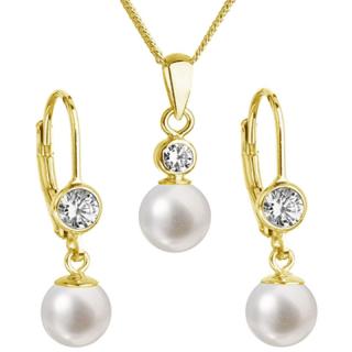 Perlová súprava z bielych riečnych perál, zlatá, Au plating, pre ženy, pre dámy, elegantný darček, striebro zlato