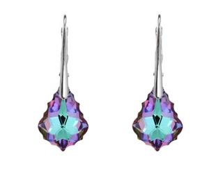Strieborné dámske náušnice Barok Crystal Vitrail Light - fialové  Ag 925/1000