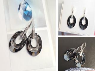 Strieborné dámske náušnice Helios Crystal Silver NIght  Ag 925/1000, 1,5 g