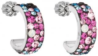 Strieborné dámske náušnice polkruhy so Swarovski Crystals galaxy  Ag 925/1000