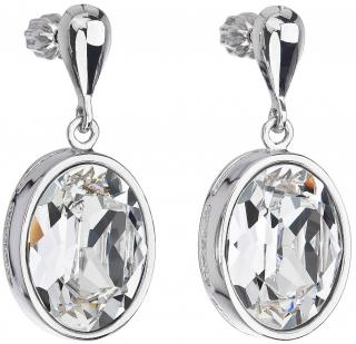 Strieborné dámske náušnice so Swarovski crystals oválny tvar číre  Ag 925/1000 Rh (7g)