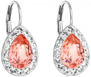 Strieborné dámske náušnice so Swarovski Crystals tvar slza Rose peach Hmotnosť Ag 925/1000: 2 g + RH