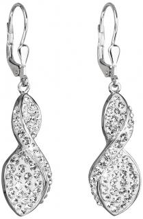 Strieborné dámske visiace náušnice so Swarovski crystals biele špirály  Ag 925/1000 Hmotnosť Ag 925/1000: 4 g + RH