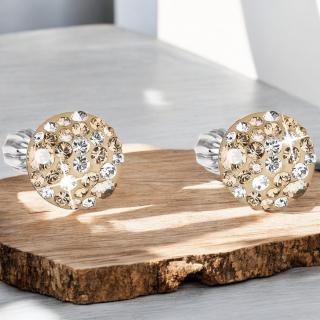 Strieborné guľaté náušnice so Swarovski Crystals - Gold pre dievčatá pre ženy  Ag 925/1000