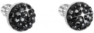 Strieborné guľaté náušnice so Swarovski crystals hematit  Ag 925/1000