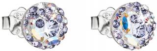 STRIEBORNÉ GUĽATÉ NÁUŠNICE SO SWAROVSKI CRYSTALS - Violet  Ag 925/1000 Hmotnosť Ag 925/1000: 1 g + RH