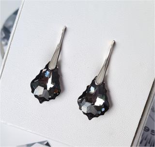 Strieborné náušnice Barok Crystals silver night - čierne  Ag 925/1000