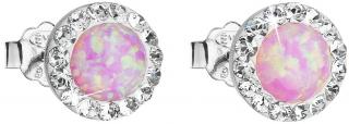 Strieborné náušnice so syntetickým opálom a Swarovski crystals  Ag 925/1000
