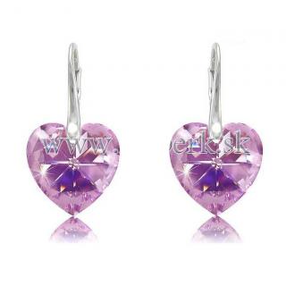Strieborné náušnice srdiečka Violet, dievčenské náušnice, dámske náušnice  Ag 925/1000