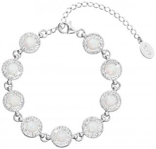 Strieborný dámsky náramok so Swarovski Crystals a bielym synt. opálom  Ag 925/1000 Hmotnosť Ag 925/1000: 10 g + RH
