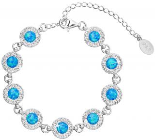 Strieborný dámsky náramok so Swarovski Crystals a modrým synt. opálom  Ag 925/1000 Hmotnosť Ag 925/1000: 10 g + RH