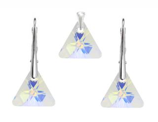 Strieborný set trojuholníky Crystal AB  Ag 925/1000