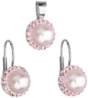 Súprava šperkov s krištálmi Swarovski a perlou, pre ženy, pre dievčatá, striebro  Ag 925/1000 Hmotnosť Ag 925/1000: 2 g + RH