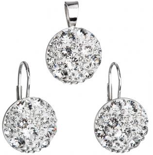 Súprava šperkov s krištálmi Swarovski - biele a okrúhle  Ag 925/1000 Hmotnosť Ag 925/1000: 3 g + RH