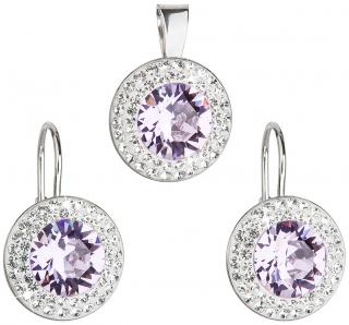 Súprava šperkov s krištáľmi Swarovski - violet okrúhle  Ag 925/1000 Hmotnosť Ag 925/1000: 4 g + RH