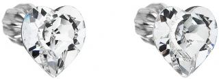 Swarovski Crystals strieborné náušnice srdiečka biele číre  Ag 925/1000 Rh 0,7 g