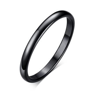 Tenká obrúčka prsteň z chirurgickej ocele tenký 2 mm v čiernom prevedení Veľkosť prsteňa: 49