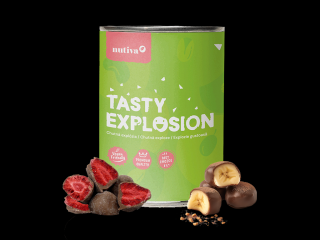 NUTIVA Lyofilizované jahody a sušené banány v mix čokoláde 400g