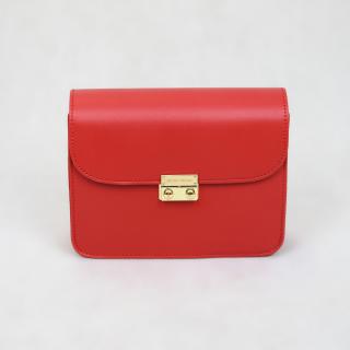 Tmavočervená kabelka + 2 vymeniteľné flapy Flap gold 1: Biely, Flap gold 2: Alina (cik cak pasiky, bordovo-modro-žlto-biely)