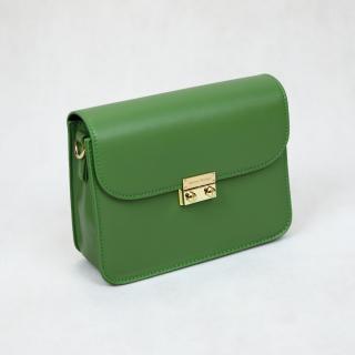 Zelená kabelka + 2 vymeniteľné flapy Flap gold 1: Biely, Flap gold 2: Kenza (čierno-biely cik cak so zlatými krúžkami)