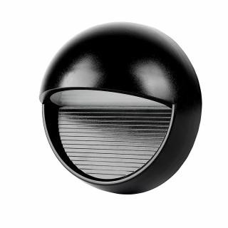 3W Schodiskové svietidlo, čierne, okrúhle, IP65 Denná biela