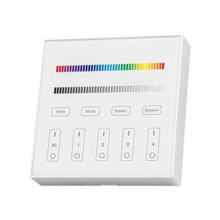 4-zónový nástenný ovládač pre RGB+W LED pásy 2xAAA