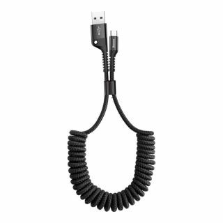 Baseus Fish Eye špirálový nabíjací/dátový kábel USB na USB-C, 2A, 1m, čierny [CATSR-01]