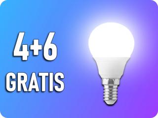 E14 LED žiarovka 3,7W, 320lm, P45, 4+6 zadarmo! Denná biela