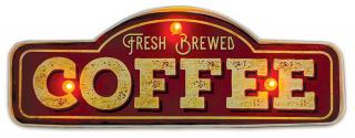 Forever Light LED retro kovová ceduľa Fresh Brewed Coffee  [RTV100462]