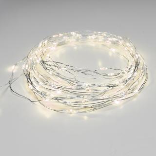 LED dekoračná reťaz 10m, 100LED, teplá biela, 8 funkcií, s adaptérom, strieborno-medená [X01100112]