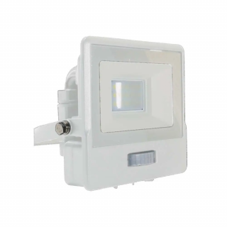 LED reflektor s PIR senzorom 10W, 735lm,  Samsung chip, 100°, IP65, biely Denná biela