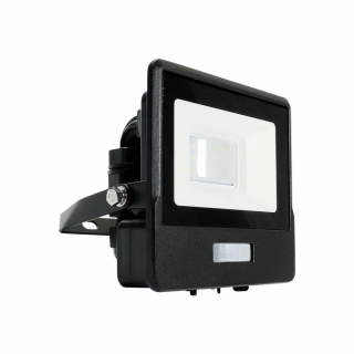 LED reflektor s PIR senzorom 10W, 735lm,  Samsung chip, 100°, IP65, čierny Studená biela