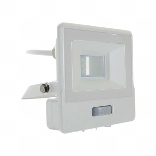 LED reflektor s PIR senzorom 10W, 735lm,  Samsung chip, 1m kábel, 100°, IP65, biely Denná biela