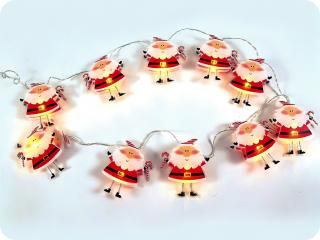 LED reťaz Santa 1.35m, 10xLED, 2xAA, teplá biela, bez funkcií, transparentný kábel [X07101124]