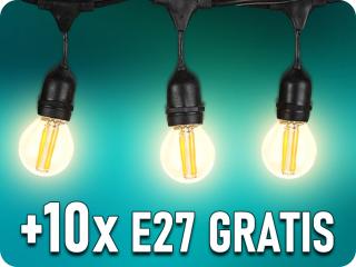 LED reťazové svietidlo + 10 x E27 LED žiarovky/SUPERPACK! Denná biela