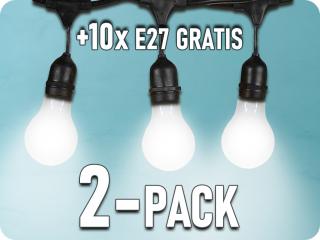 LED reťazové svietidlo 5m pre 10xE27 + 10x1W žiarovka zadarmo/2-pack! [477323] Teplá biela