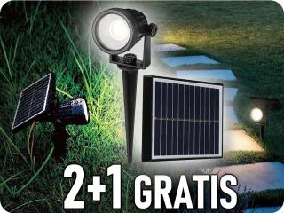 LED solárne zapichovacie svietidlo 2W, 40lm, IP65, čierne, 2+1 zadarmo! Denná biela