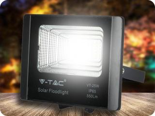LED Solárny reflektor s 12W solárnym panelom, 550lm, IP65, 5000mAh Studená biela
