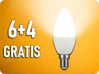LED žiarovka E14, 1W, 90LM, sviečka, 6+4 zadarmo! [WOJ+14453] Denná biela