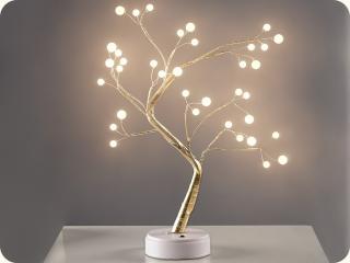 LED zlatý stromček na stôl, svietiace guličky, 3.6W, 3xAA/USB, 36LED, 50cm, teplá biela, IP20 [X1036152]