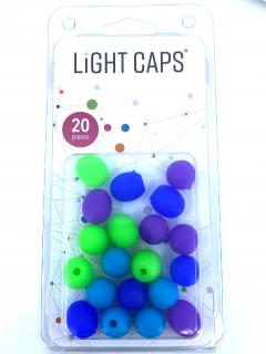 LIGHT CAPS®  mix fialová+zelená+2 odtiene modrej, 20ks v balení