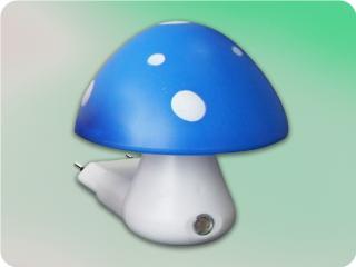 Nočné svetielko Hríbik so senzorom 0,4W 6400K modrý + biely [846LED4SB]