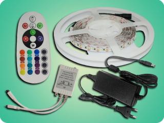 SET 5m LED pásik do interiéru  + adaptér + ovládanie