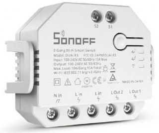 Smart Wi-Fi switch Sonoff Dual R3 Lite, AC:100-240V, 3300W/15A 2200W/10A