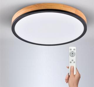 Solight LED stropné svietidlo s diaľkovým ovládaním, okrúhle, drevený dekor, 40W, 3300lm, Ø45cm [WO805]