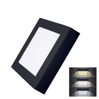 Solight prisadený LED panel 12W, 900LM štvorcový 17x17cm CCT ČIERNY [WD171-B]